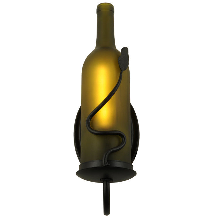 Metro Fusion 1-Light Dimmable Black Wine Bottle Wall Sconce