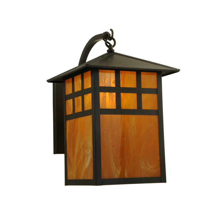 Seneca Brown Lantern Style 1-Light Brass Wall Sconce