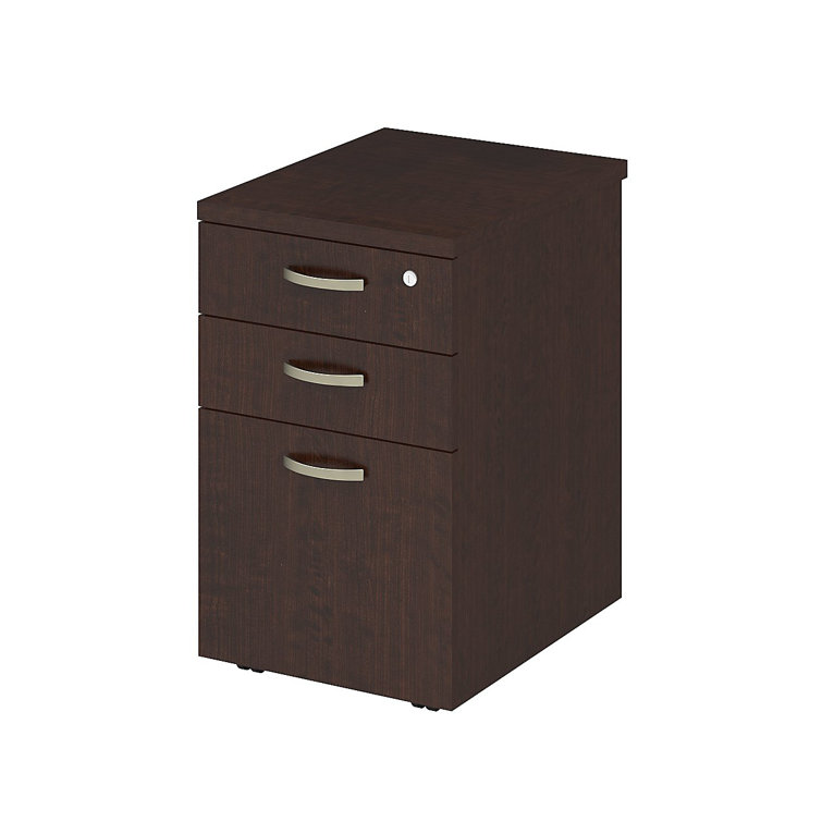 Mocha Cherry Compact 3-Drawer Mobile Legal File Cabinet