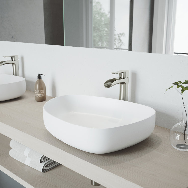 Peony 20" White Matte Stone Vessel Bathroom Sink