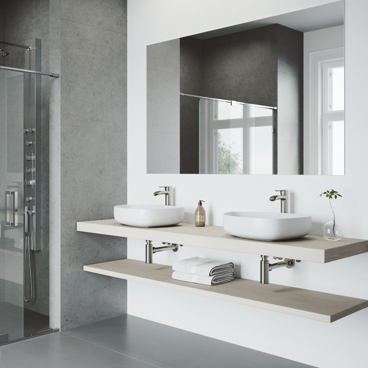 Peony 20" White Matte Stone Vessel Bathroom Sink