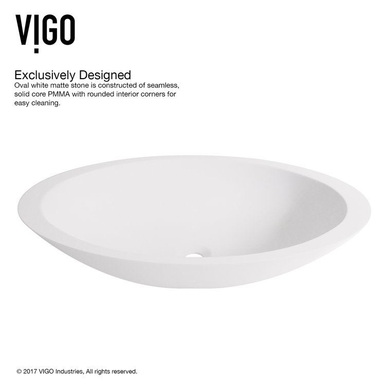 Wisteria 23" White Stone Oval Vessel Sink with Faucet