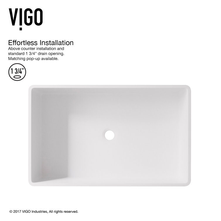 Magnolia 21" White Stone Rectangular Vessel Sink with Faucet