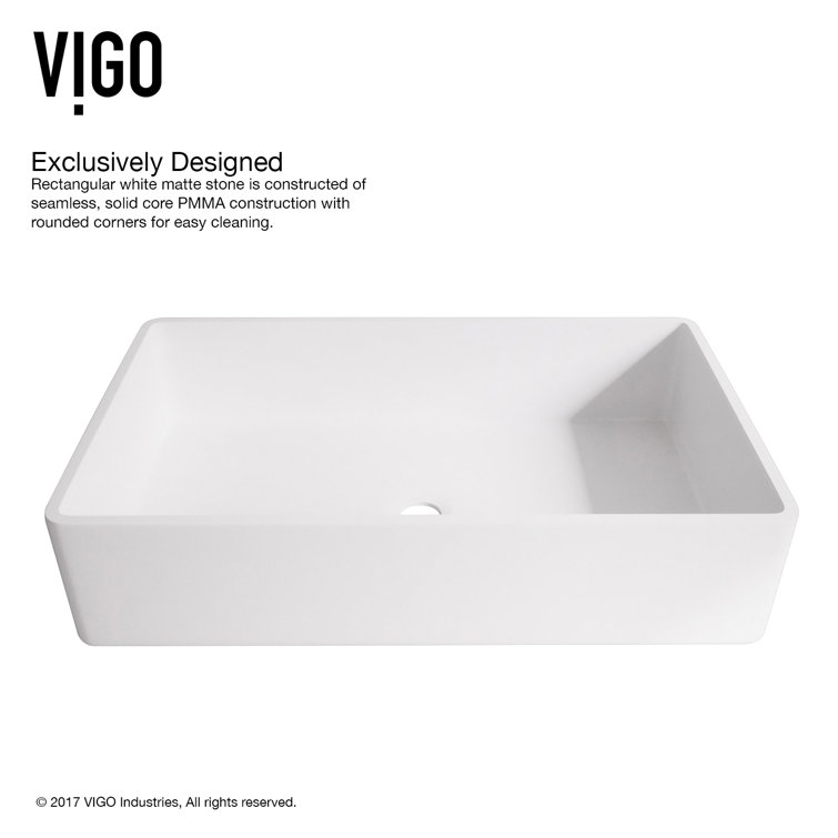 Magnolia 21" White Stone Rectangular Vessel Sink with Faucet