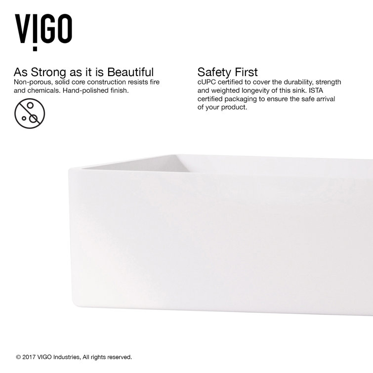 Magnolia 21" White Stone Rectangular Vessel Sink with Faucet