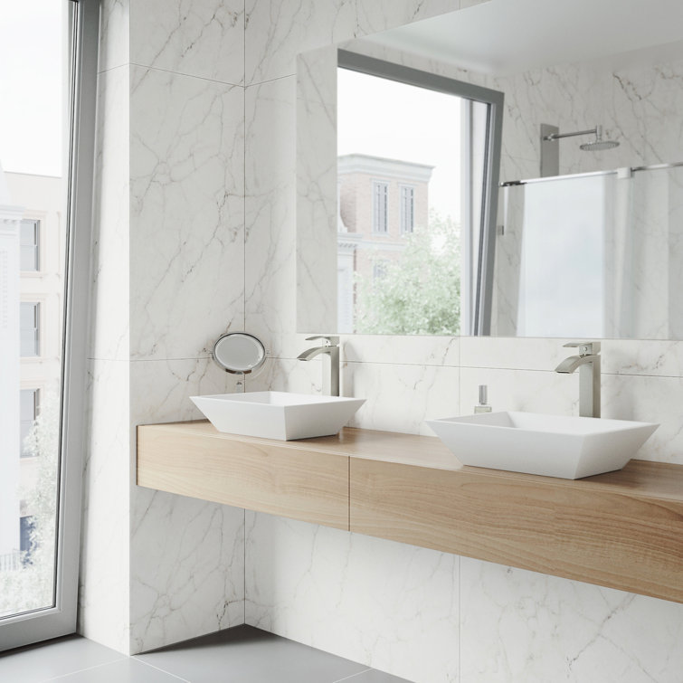 Elegant White Acrylic 18" Rectangular Vessel Bathroom Sink