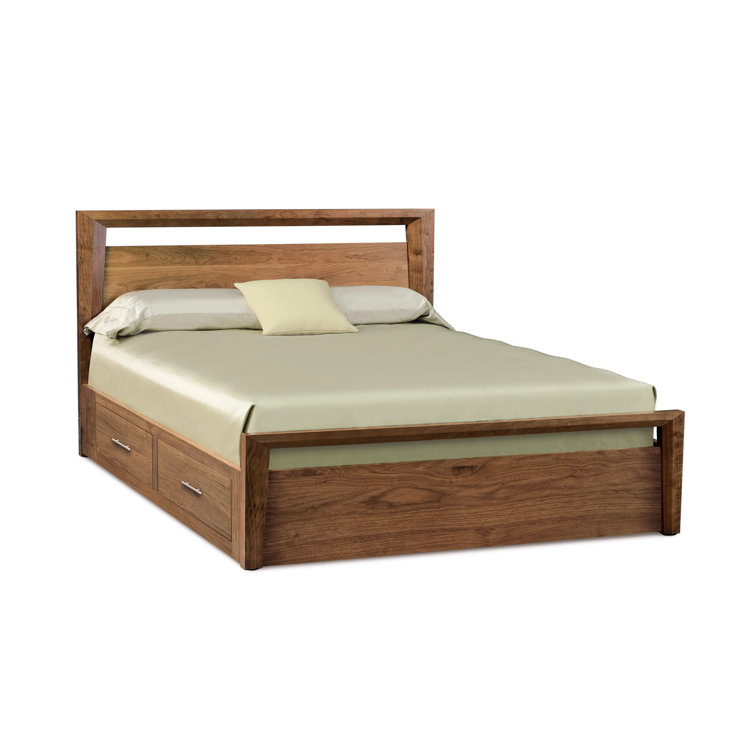 Mansfield Queen Natural Walnut Solid Wood Platform Storage Bed