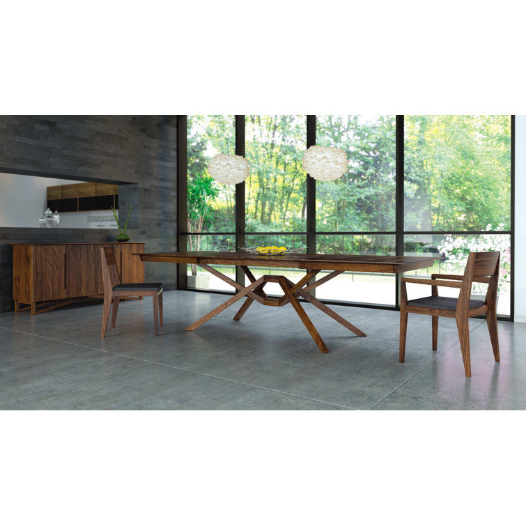 Natural Cherry Solid Wood Extendable Dining Table with Self-Storing Leaves