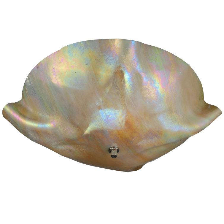 Beige Iridescent Glass 3-Light Flush Mount Fixture