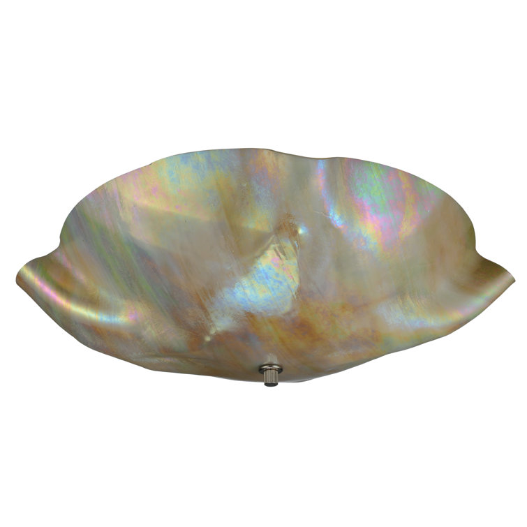 Beige Iridescent Glass 3-Light Flush Mount Fixture