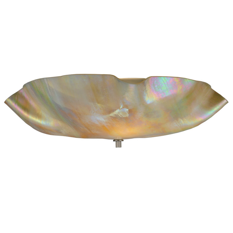 Beige Iridescent Glass 3-Light Flush Mount Fixture