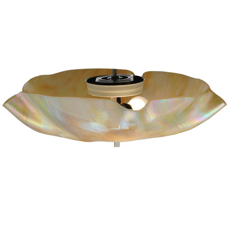 Beige Iridescent Glass 3-Light Flush Mount Fixture