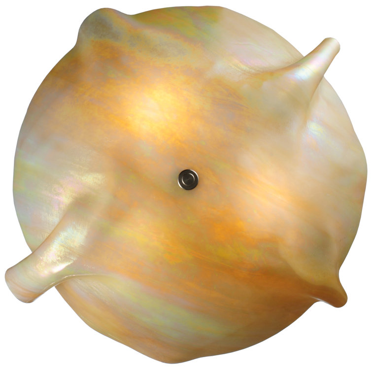 Beige Iridescent Glass 3-Light Flush Mount Fixture