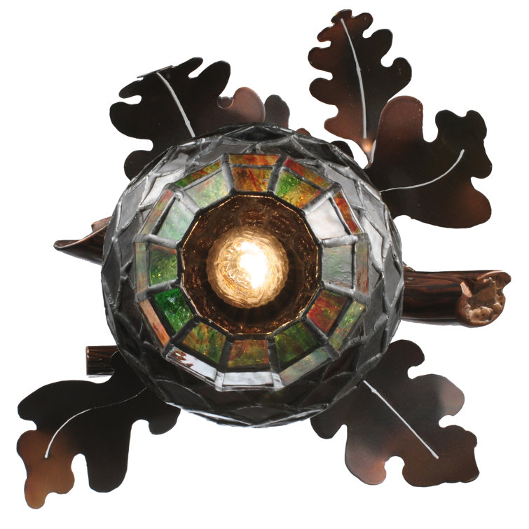 Autumn Green Mini Globe LED Pendant with Copper Oak Branch