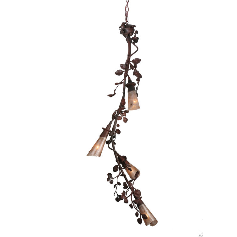 Vinca Vine Bronze 4-Light Traditional Plug-in Chandelier