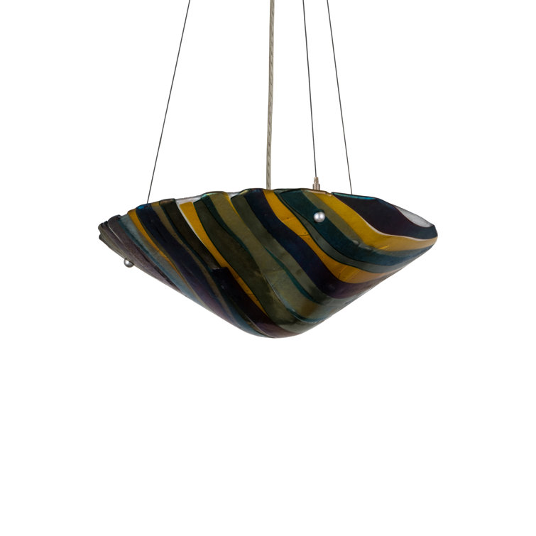 Contemporary Silver 3-Light LED Glass Bowl Pendant for Indoor/Outdoor