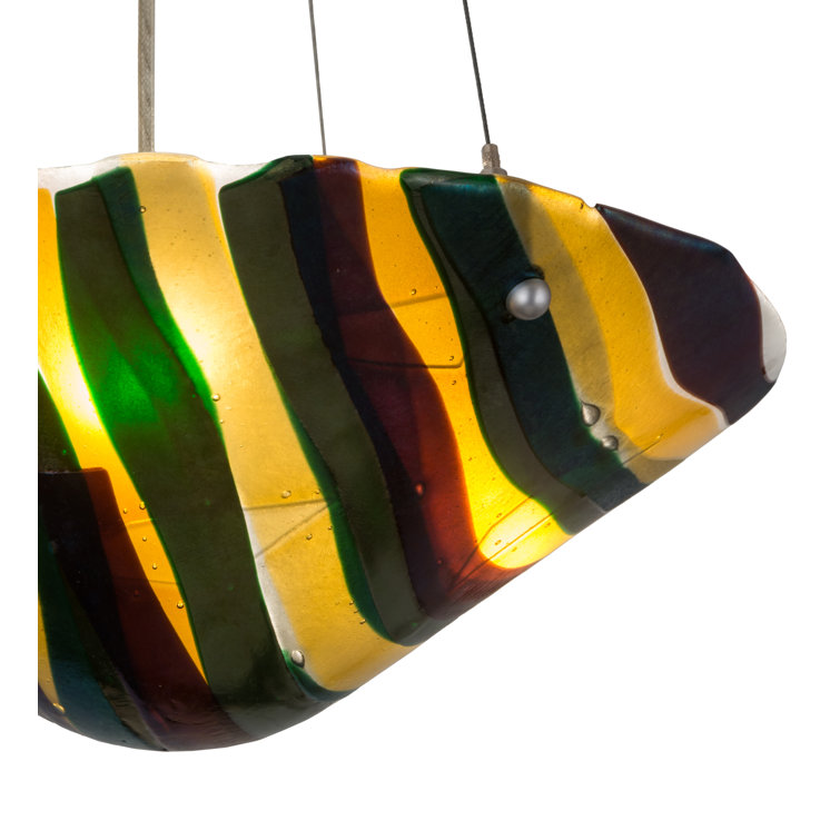 Contemporary Silver 3-Light LED Glass Bowl Pendant for Indoor/Outdoor