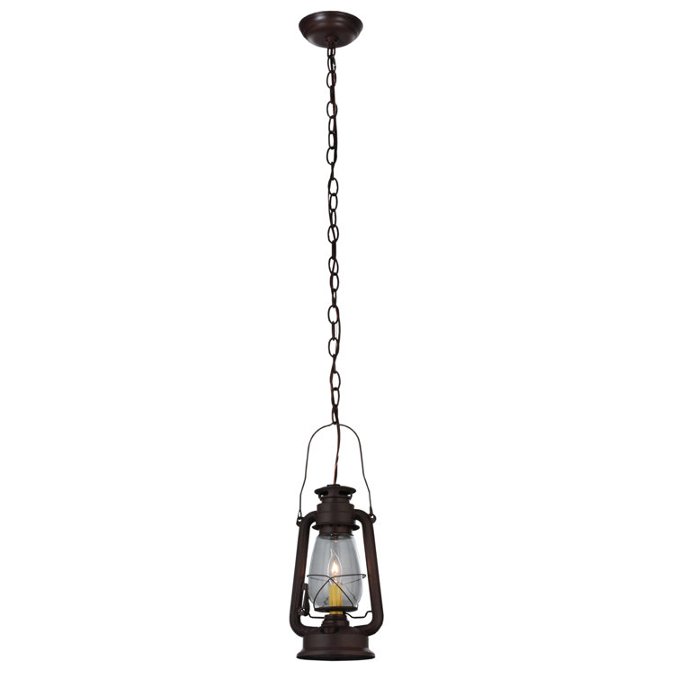 Mahogany Bronze Mini Pendant Lantern with Clear Glass Shade