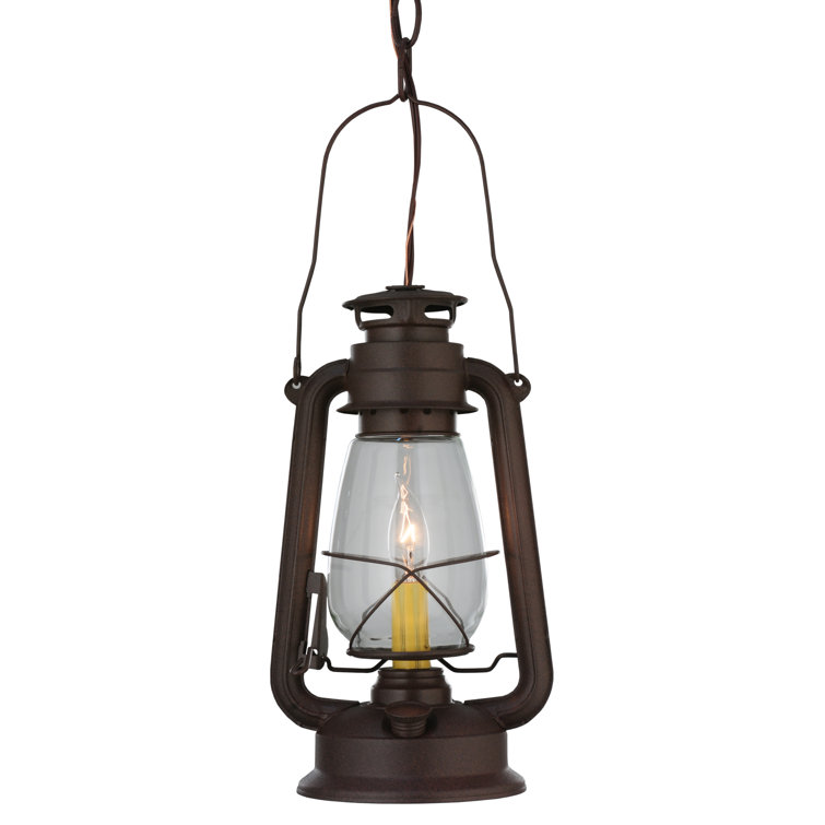 Mahogany Bronze Mini Pendant Lantern with Clear Glass Shade