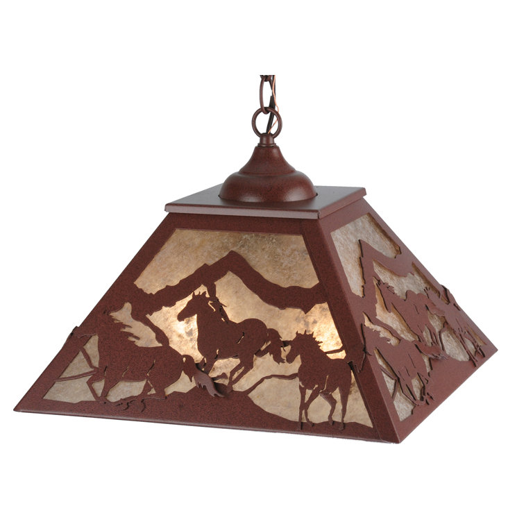 Rustic Mountain Gallop 15.5" Rust LED Pendant with Silver Mica Diffuser