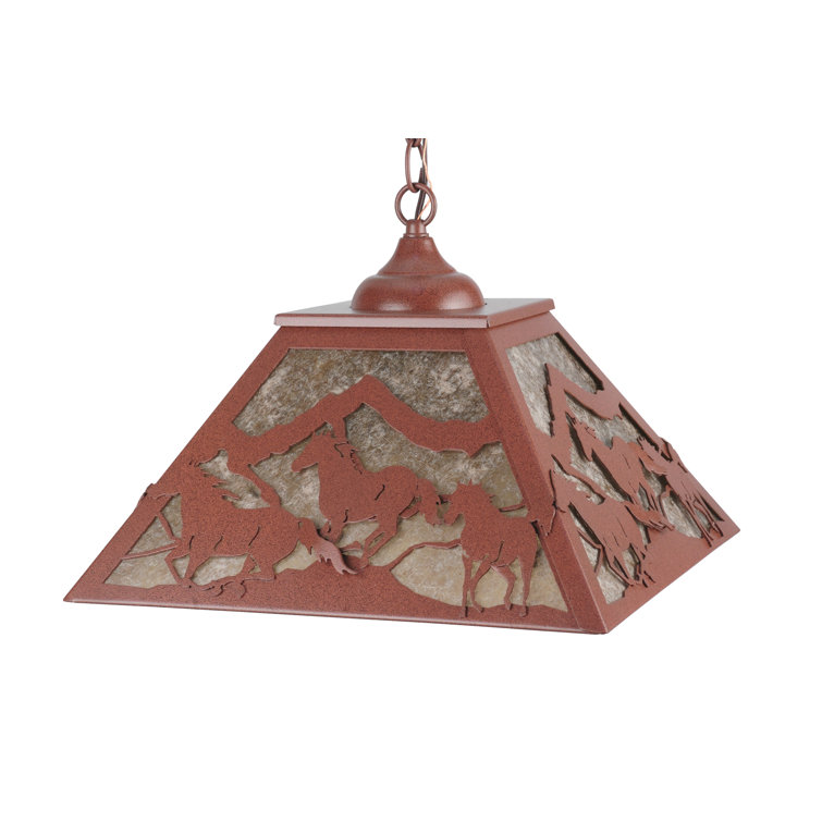 Rustic Mountain Gallop 15.5" Rust LED Pendant with Silver Mica Diffuser