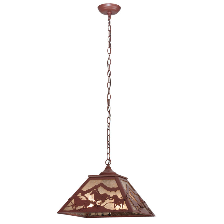 Rustic Mountain Gallop 15.5" Rust LED Pendant with Silver Mica Diffuser