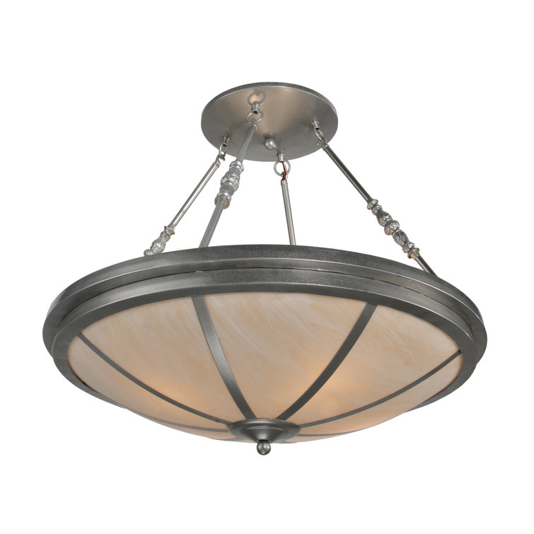 Elysian 30" Nickel Bowl LED Semi-Flushmount for Indoor/Outdoor