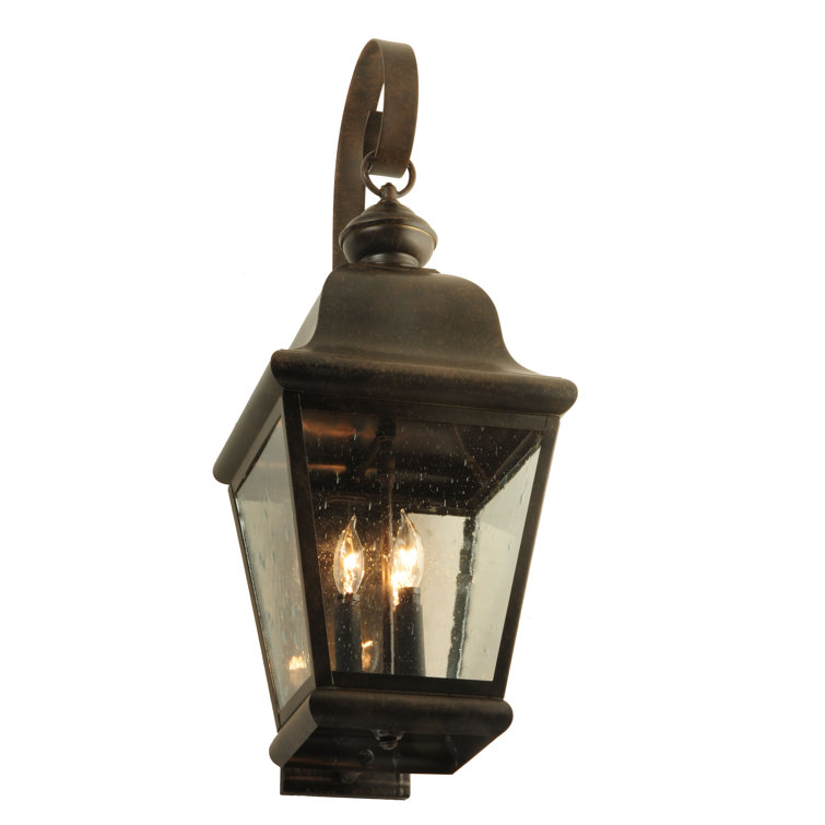 Rustic Brown 3-Light Dimmable Wall Sconce with Seeded Glass