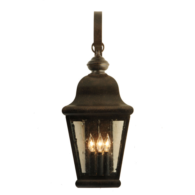 Rustic Brown 3-Light Dimmable Wall Sconce with Seeded Glass