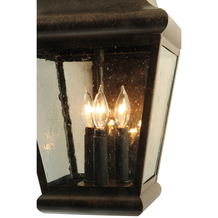 Rustic Brown 3-Light Dimmable Wall Sconce with Seeded Glass