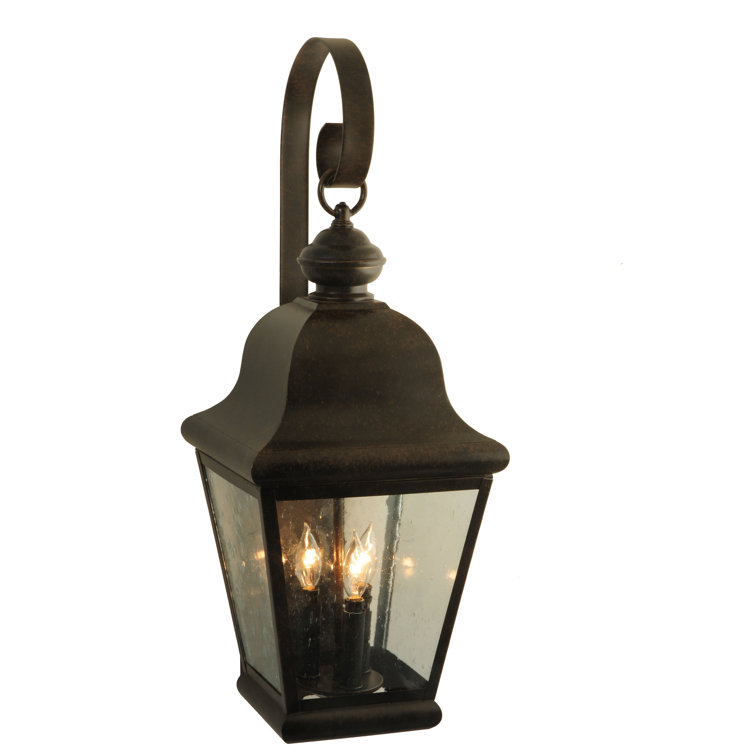 Rustic Brown 3-Light Dimmable Wall Sconce with Seeded Glass