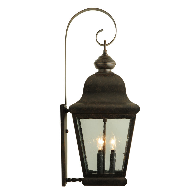 Rustic Brown 3-Light Dimmable Wall Sconce with Seeded Glass