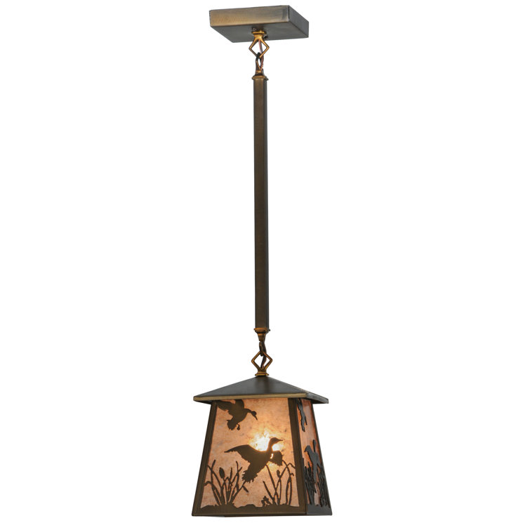 Antique Copper and Glass Duck Lantern Pendant