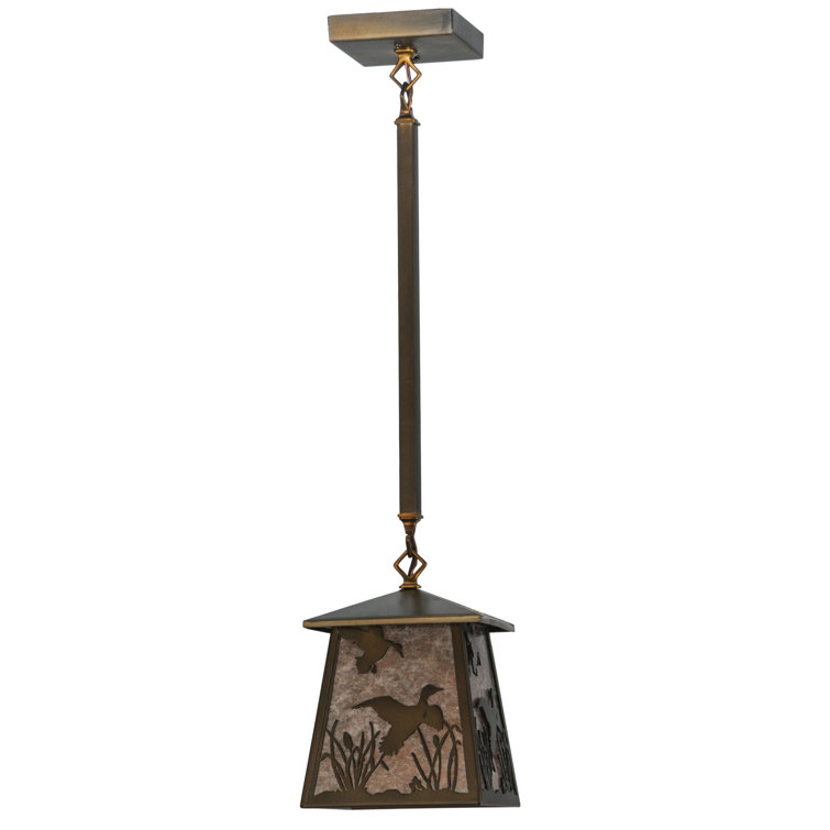 Antique Copper and Glass Duck Lantern Pendant
