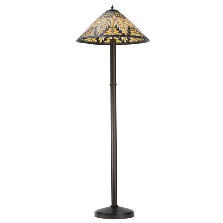Nuevo Mission 63" Bronze Floor Lamp with Stained Glass Shade