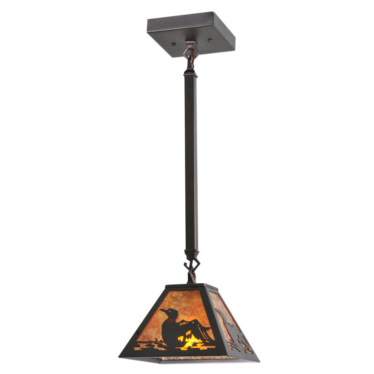 Bronze Mini Pendant with Amber Glass for Indoor/Outdoor Use