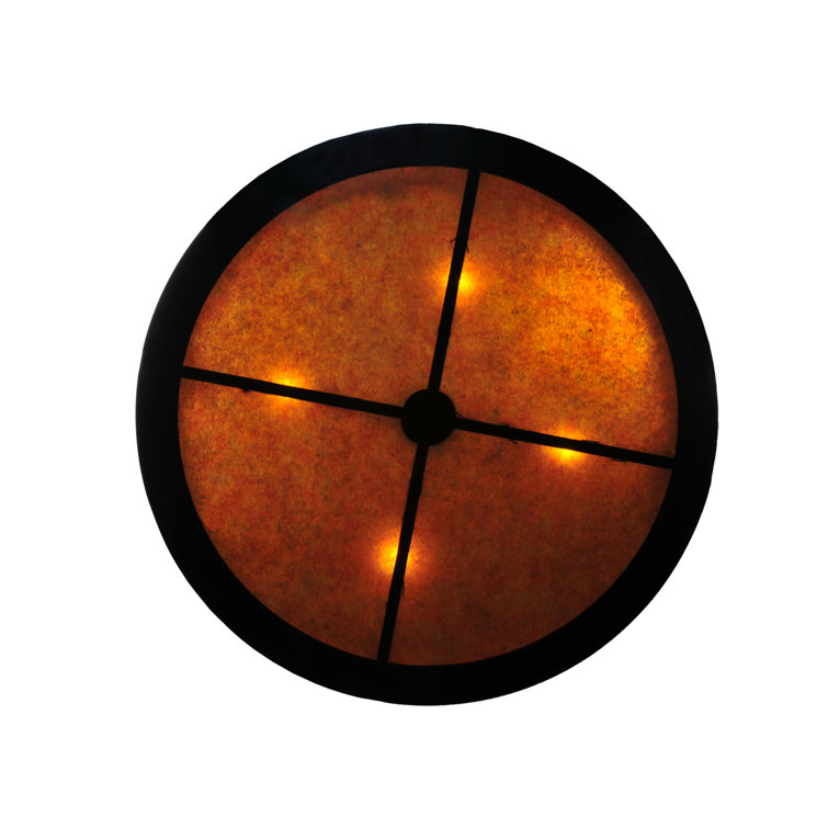 Midnight Black 4-Light LED Glass Drum Chandelier for Indoor/Outdoor