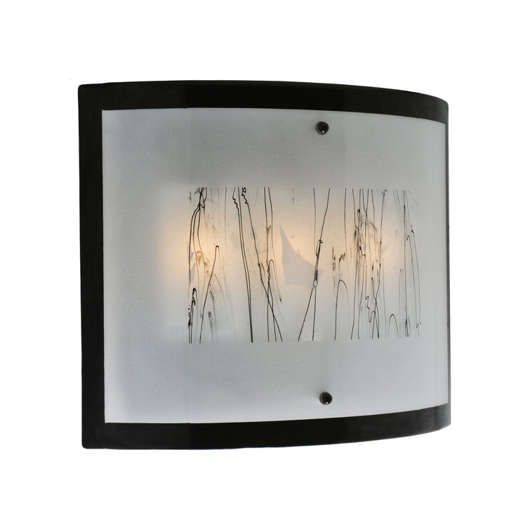 Winter White and Black Twig 3-Light Fused Glass Sconce