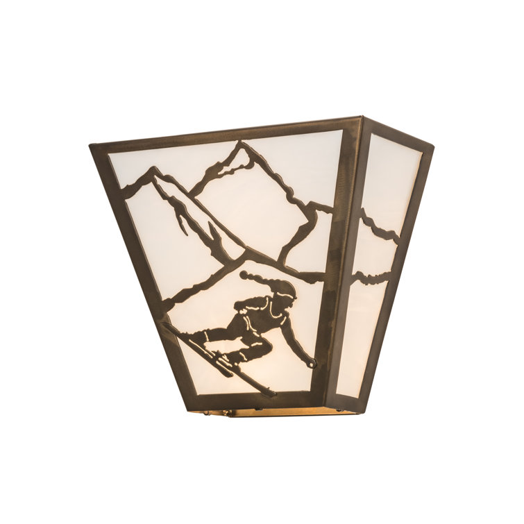 Alpine Skier 11.5" Bronze and White Direct Wired Sconce