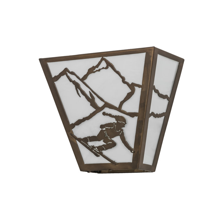 Alpine Skier 11.5" Bronze and White Direct Wired Sconce