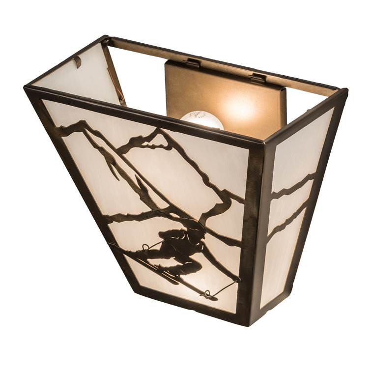 Alpine Skier 11.5" Bronze and White Direct Wired Sconce