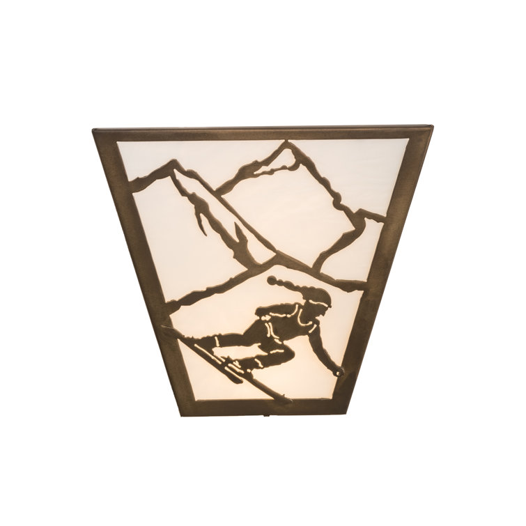 Alpine Skier 11.5" Bronze and White Direct Wired Sconce