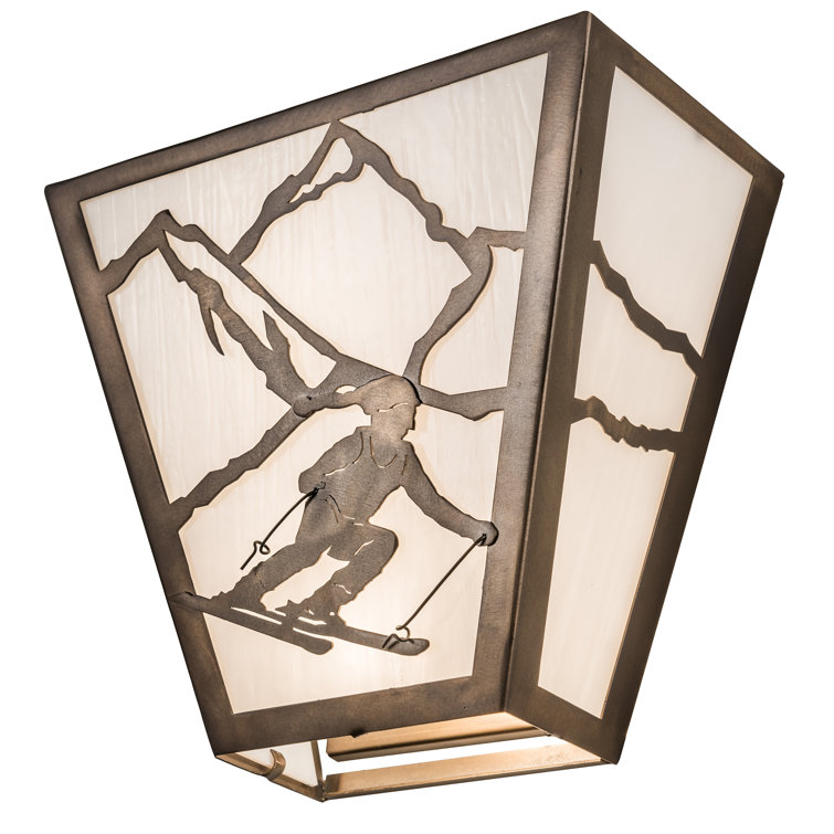 Alpine Skier 11.5" Bronze and White Direct Wired Sconce