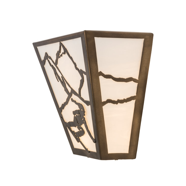 Alpine Skier 11.5" Bronze and White Direct Wired Sconce