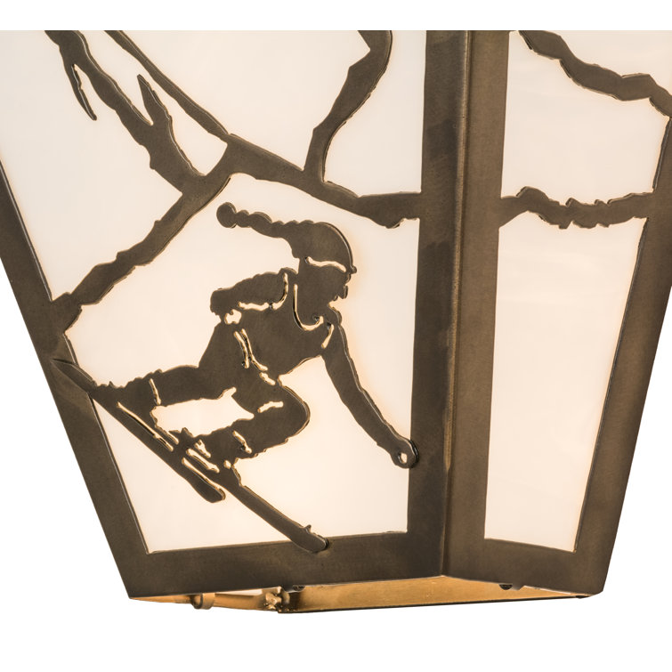 Alpine Skier 11.5" Bronze and White Direct Wired Sconce