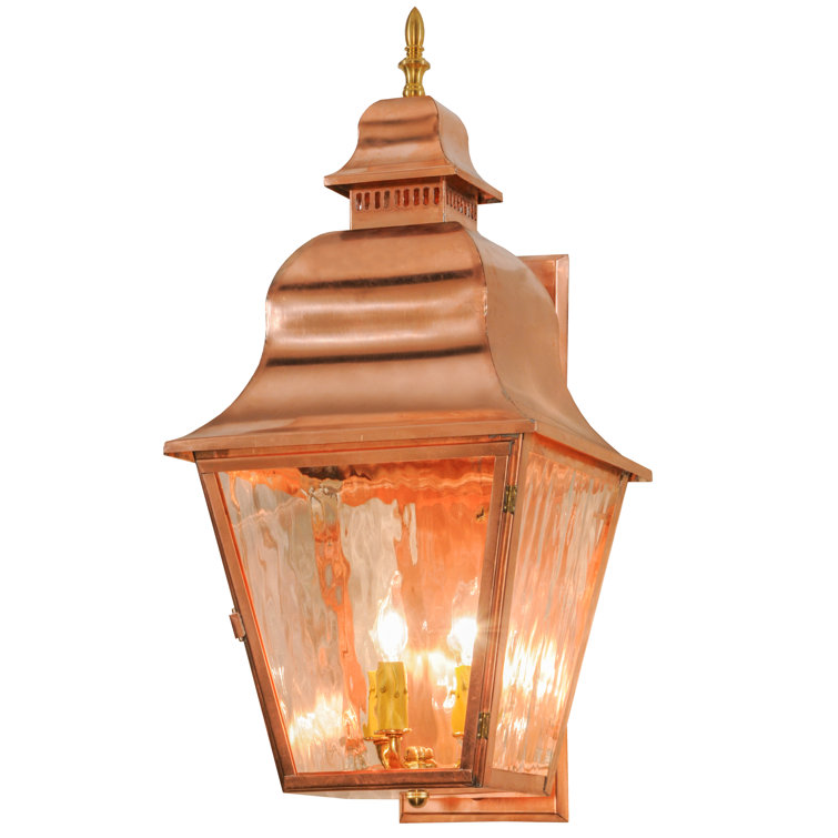Revere 12" Raw Copper Outdoor Lantern Sconce with Clear Glass