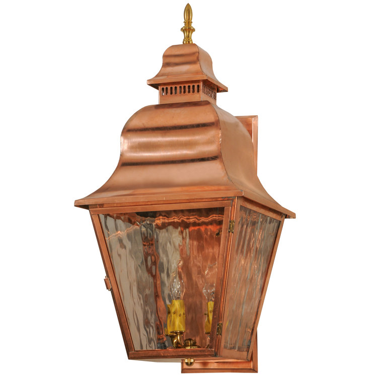 Revere 12" Raw Copper Outdoor Lantern Sconce with Clear Glass