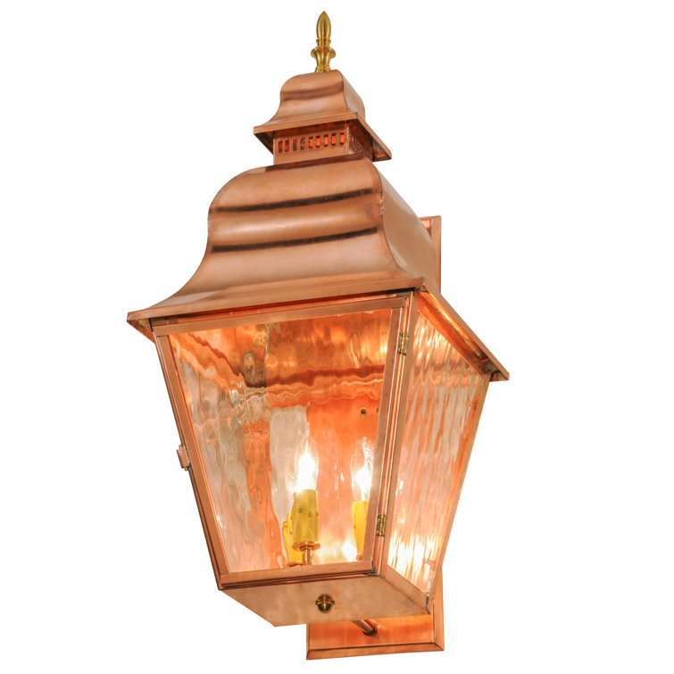 Revere 12" Raw Copper Outdoor Lantern Sconce with Clear Glass