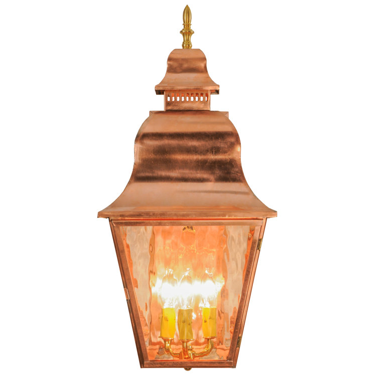 Revere 12" Raw Copper Outdoor Lantern Sconce with Clear Glass
