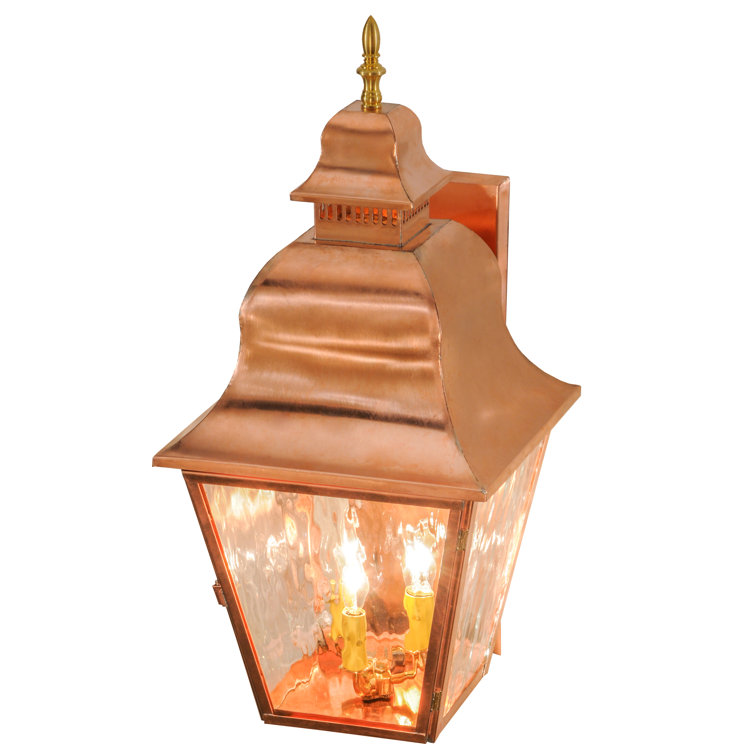 Revere 12" Raw Copper Outdoor Lantern Sconce with Clear Glass